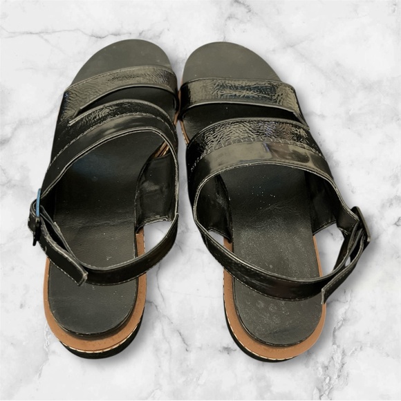 Zara Platform Sandals black tan patent leather US 8/EU 39 - Picture 2 of 7